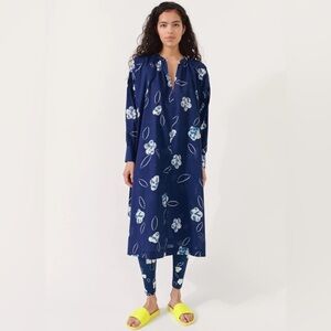 Baum Und Pferdgarten Avni Organic Cotton‎ Maxi Kaftan Dress 34 Navy Blue Print